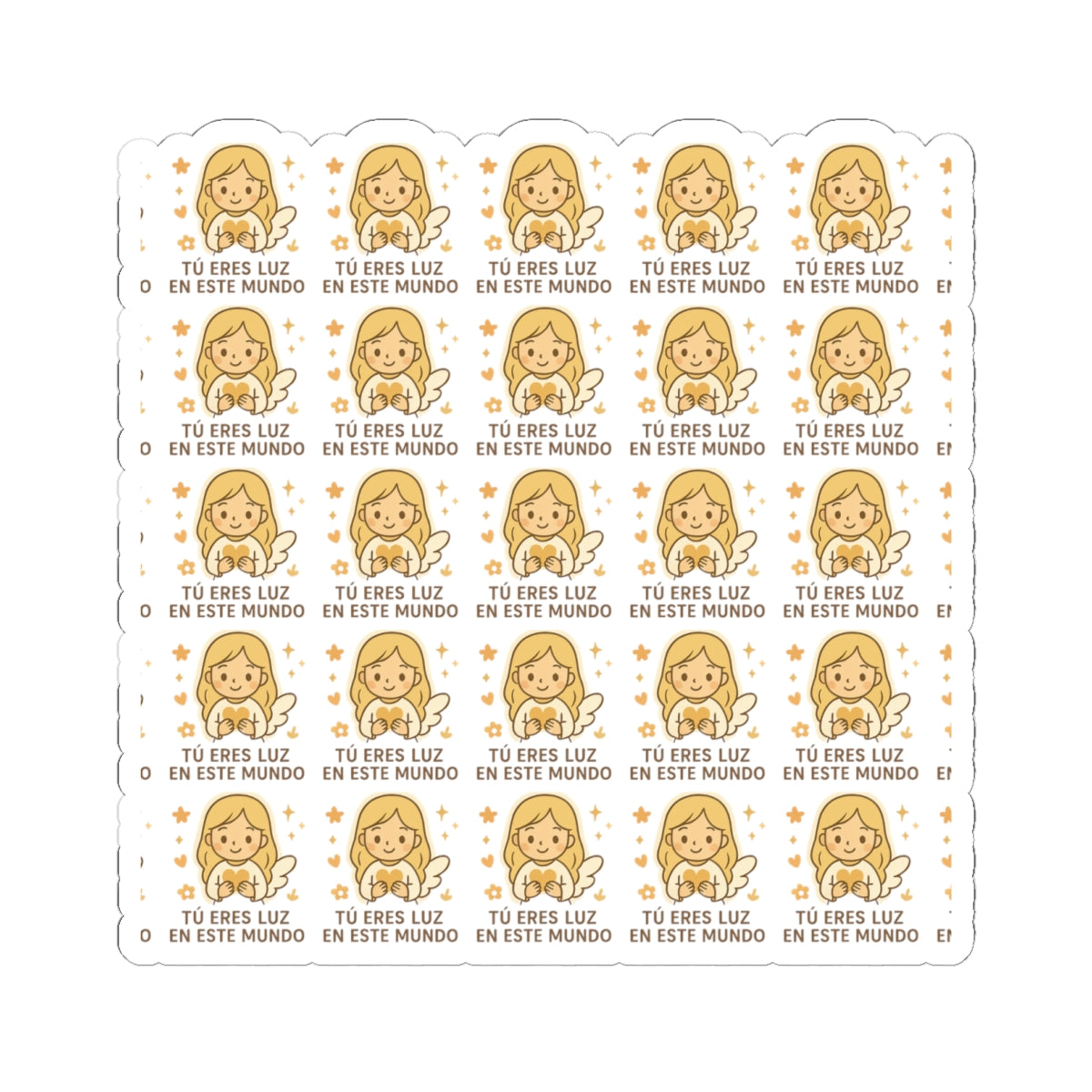 Divine Purpose Angel , Tú eres luz en este mundo – You are light in this world Stickers in Spanish – Inspirational Christian Printables for Encouragement & Faith. Encouraging messages of purpose, promise, and divine light to uplift your spirit daily.