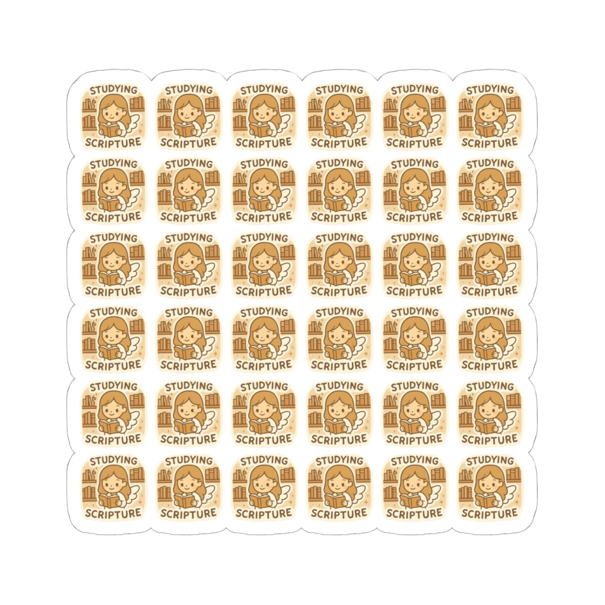 Bible  Study Angel Stickers – Printable Christian Set of Kawaii Angels Reading God’s Word. Adorable reminders that you are never alone when you open your Bible — the angels are studying with you.