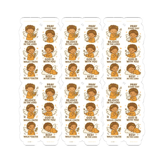 Faithful Angel Stickers – Christian Printable Pack for Prayer, Encouragement & Daily Devotion. Gentle reminders to walk by faith, rejoice daily, and rest in the Lord — with adorable angel art that speaks to the soul.