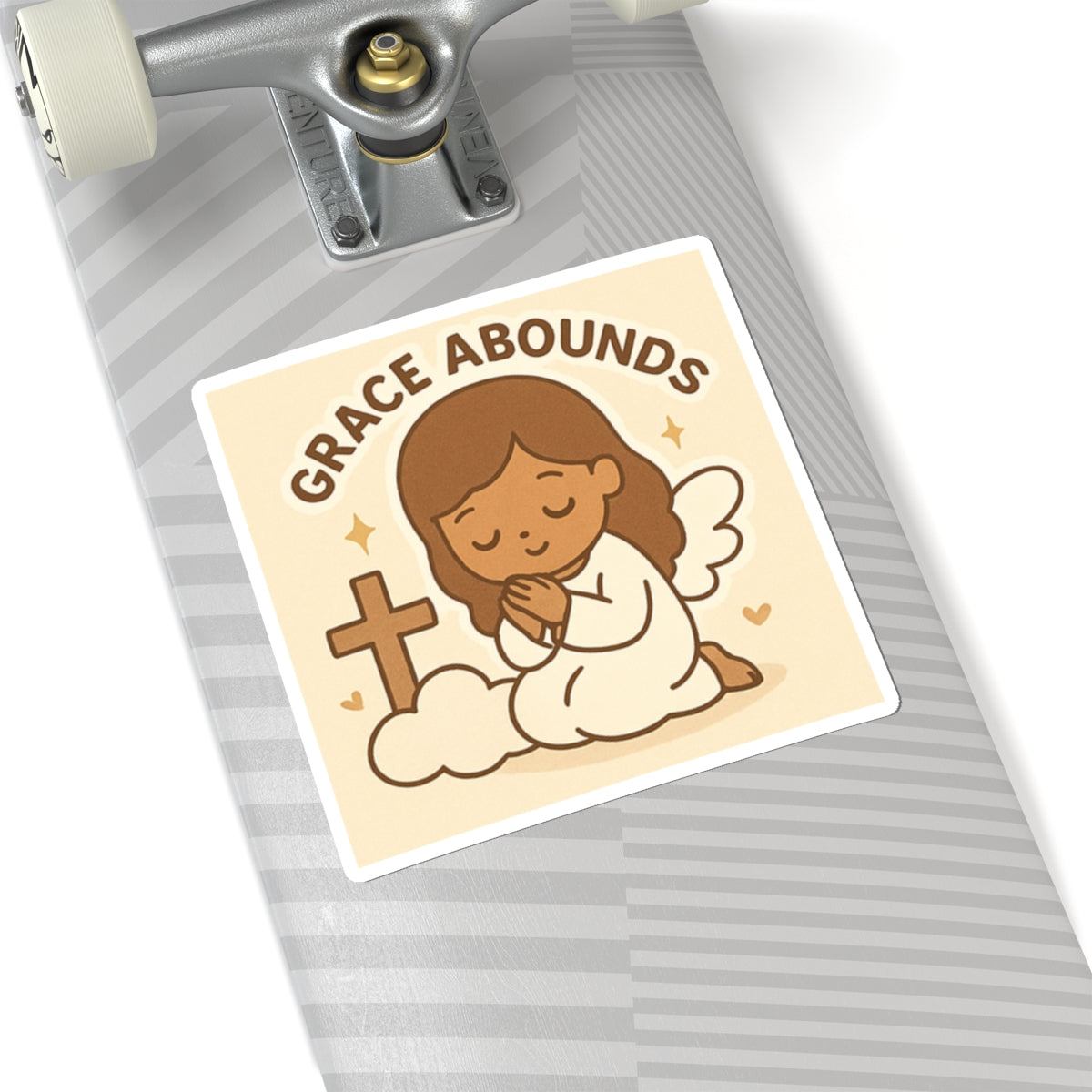 Grace Abounds Angel Sticker - God's Grace, Cute Angel Decor, Faith-Based Gift, Aesthetic Laptop Stickers, Inspirational Art, Bible Verse Decor