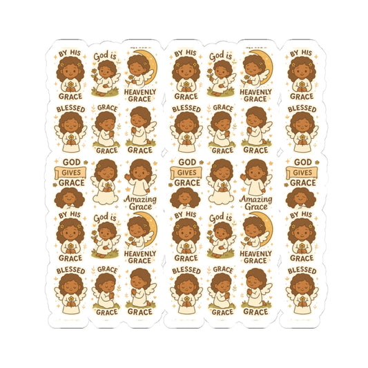 Amazing Grace Angel Stickers – Kawaii Spiritual Faith Stickers with Bible Quotes. Faith-filled moments of grace, comfort, and divine beauty—wrapped in angel wings.