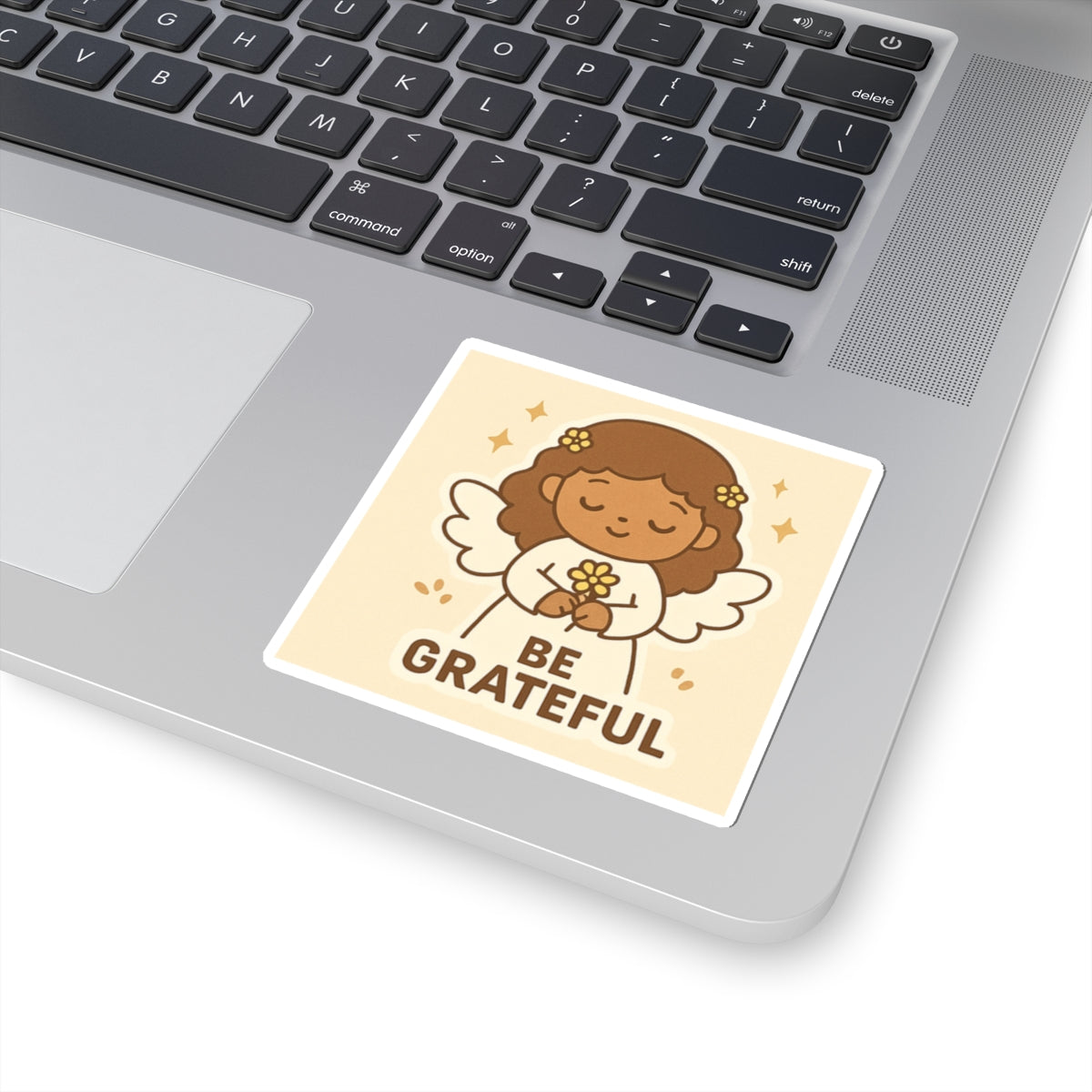 Be Grateful Angel Sticker - God's Grace, Cute Angel Decor, Faith-Based Gift, Aesthetic Laptop Stickers, Inspirational Art, Bible Verse Decor