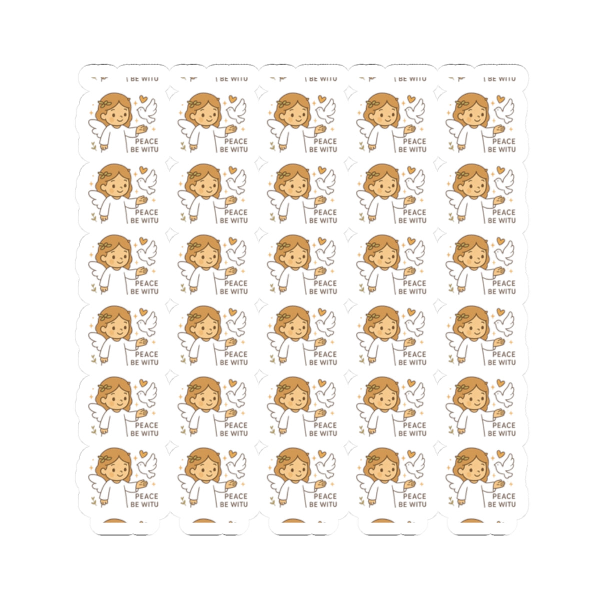 Peace & Prayer Angel ,Peace be witu Stickers – Kawaii Christian Sheet with Calming Affirmations & Biblical Comfort. When words fall short, let peace and prayer speak through every sticker.