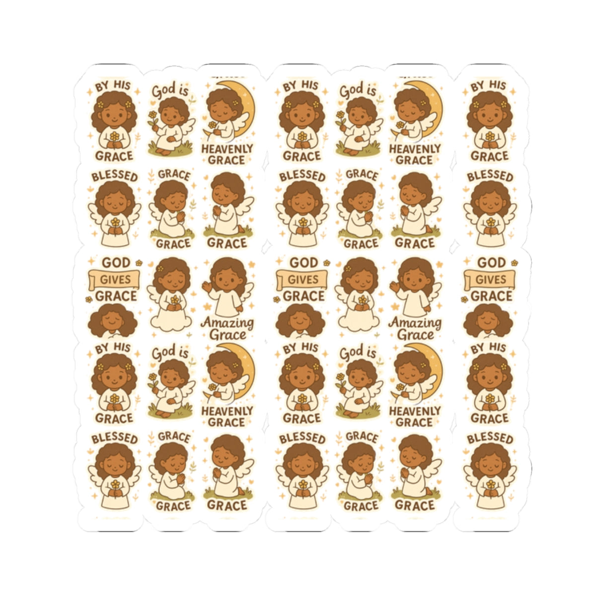 Amazing Grace Angel Stickers – Kawaii Spiritual Faith Stickers with Bible Quotes. Faith-filled moments of grace, comfort, and divine beauty—wrapped in angel wings.