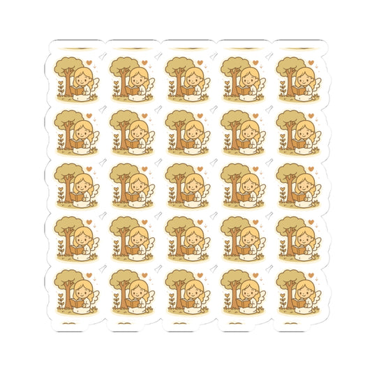 Bible Study Angel  Silent love Stickers – Printable Christian Set of Kawaii Angels Reading God’s Word. Adorable reminders that you are never alone when you open your Bible — the angels are studying with you.
