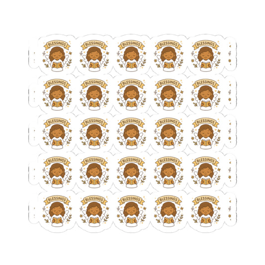 Grace-Filled Angel , 📖 Blessings Stickers – Kawaii Style with Christian Quotes on Peace and Purpose. Gentle reminders of God’s grace, peace, and divine purpose—carried by angel wings.
