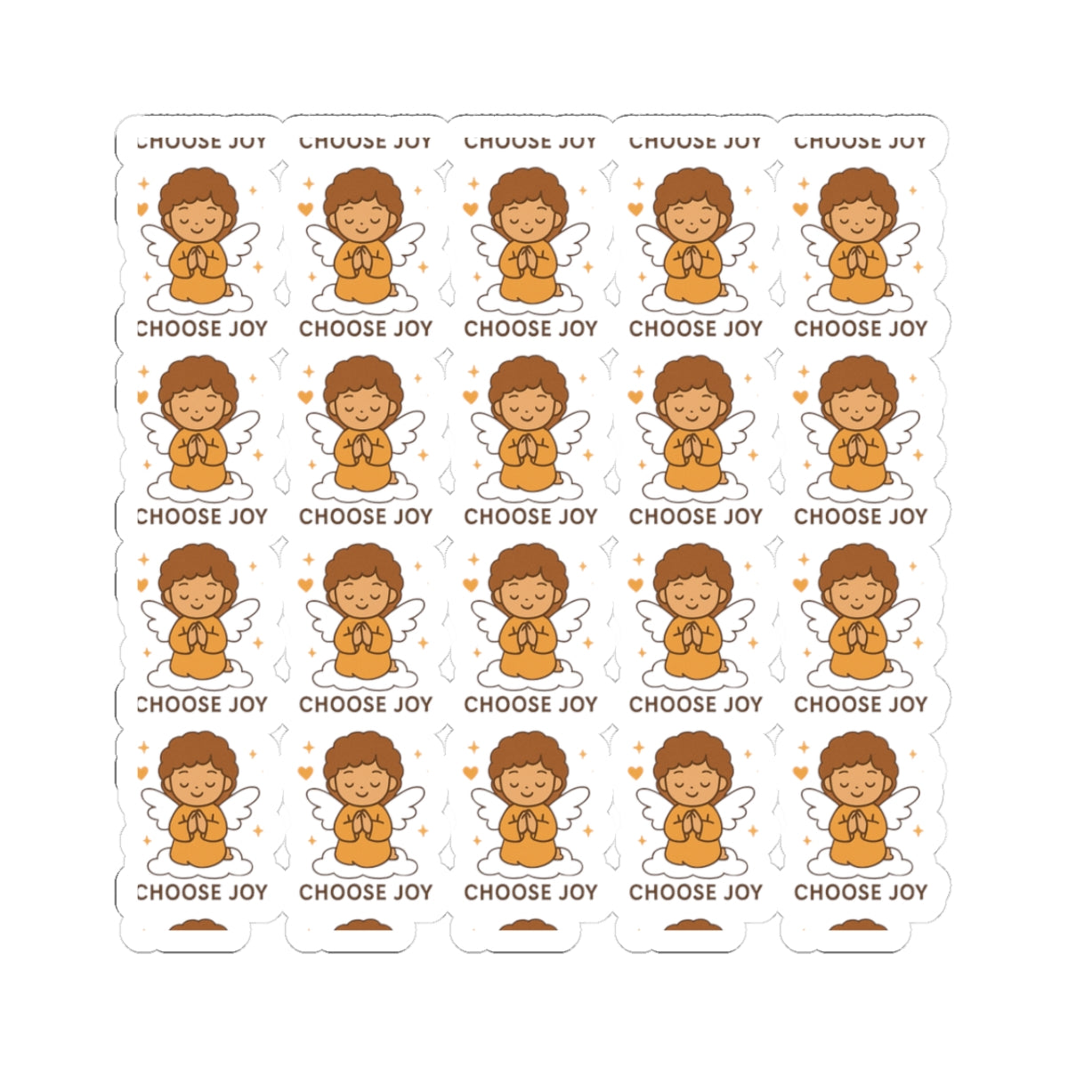 One Choose Joy – Christian Angel Sticker Sheet | Kawaii Faith Stickers for Rejoicing & Spiritual Positivity. Joy is a choice. Let these angels remind you — every single day.
