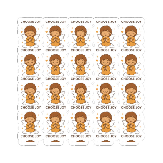 One Choose Joy – Christian Angel Sticker Sheet | Kawaii Faith Stickers for Rejoicing & Spiritual Positivity. Joy is a choice. Let these angels remind you — every single day.