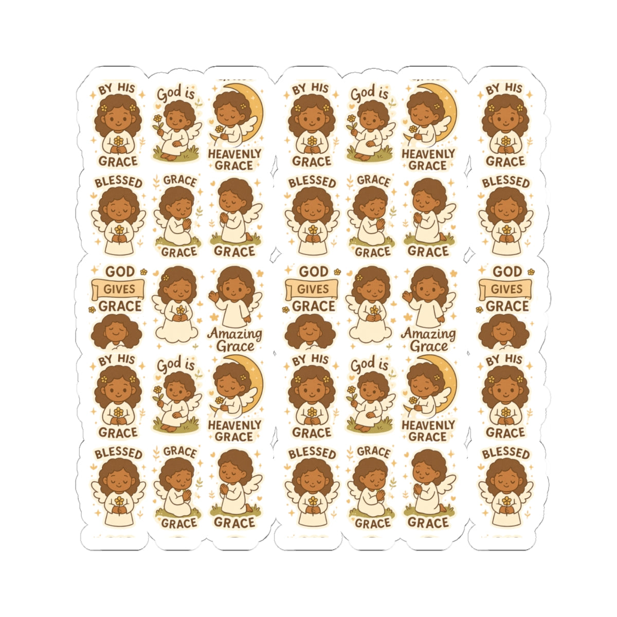 Amazing Grace Angel Stickers – Kawaii Spiritual Faith Stickers with Bible Quotes. Faith-filled moments of grace, comfort, and divine beauty—wrapped in angel wings.