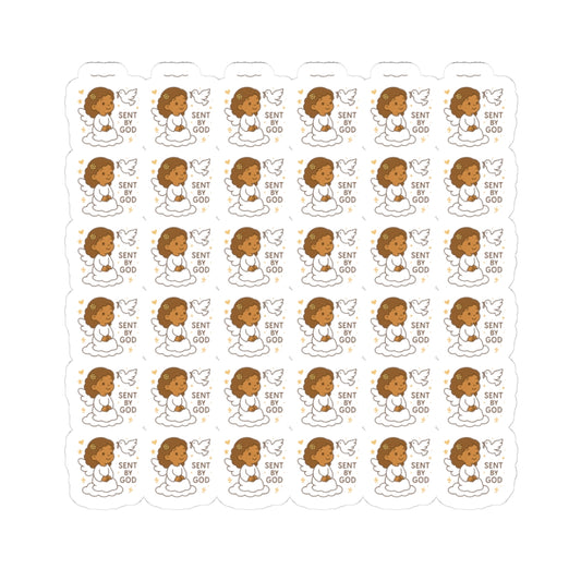 Grace-Filled Angel 🕊️ Sent by God Stickers – Kawaii Style with Christian Quotes on Peace and Purpose. Gentle reminders of God’s grace, peace, and divine purpose—carried by angel wings.