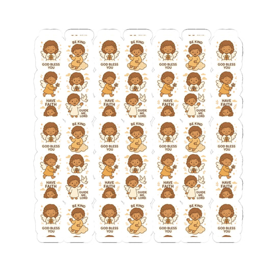 Faith & Kindness Angel Stickers – Kawaii Christian Sheet with Affirmations of Love, Blessing & Prayer. Let kindness, faith, and guidance follow you — one angel at a time.