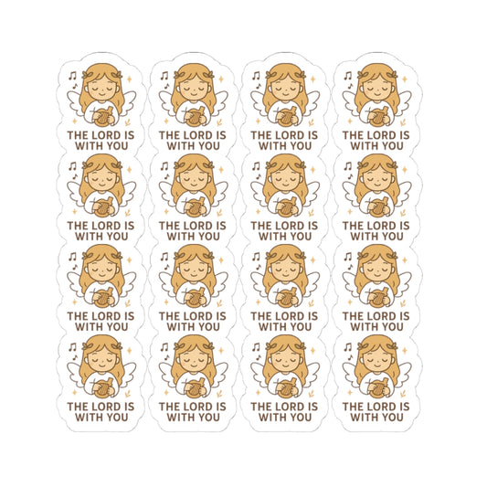 Elegant Christian Angel , The Lord is with You Sticker Sheet – Black Robes, Faith-Inspired Bible Quotes, Kawaii Style. For the quiet prayers, the steady hearts, and the souls that walk by faith.