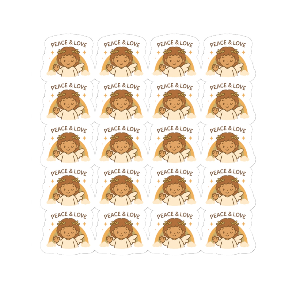 Peace & Love Angel Stickers – Christian Kawaii Sheet with Philippians 4:7 for Journaling & Faith-Based Gifts. A gentle hug from heaven — in every sticker. Let His peace guide your heart.