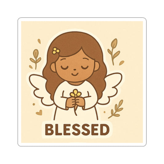 BLESSED Angel Sticker - God's Grace, Cute Angel Decor, Faith-Based Gift, Aesthetic Laptop Stickers, Inspirational Art, Bible Verse Decor